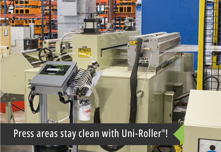 Uni-Roller stock lubricators keep press areas clean