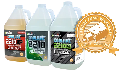 Unist Coolube is the ideal MQL lubricant. Use Coolube exclusively and enjoy a lifetime warranty on your Unist MQL system's pumps